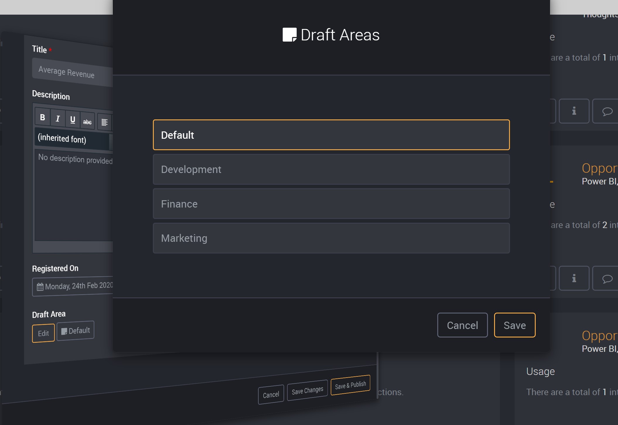 Select your draft area here